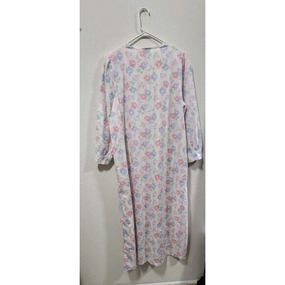 MSL Vintage Longsleeve Maxi Robe Floral HousebDress Mumu Housecoat Modest Sz  L - Picture 7 of 8